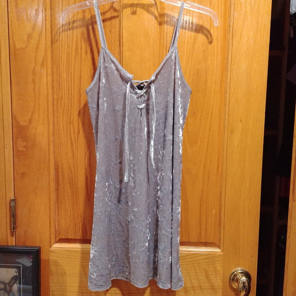 Silver velvet lace up dress